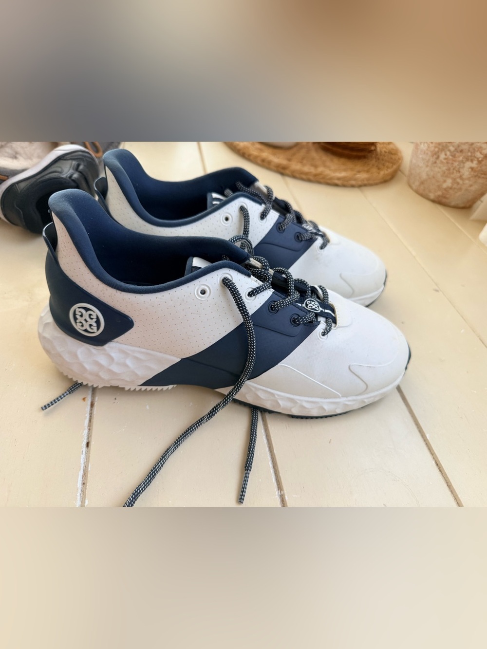 G/FORE Navy and White Golf Sneakers